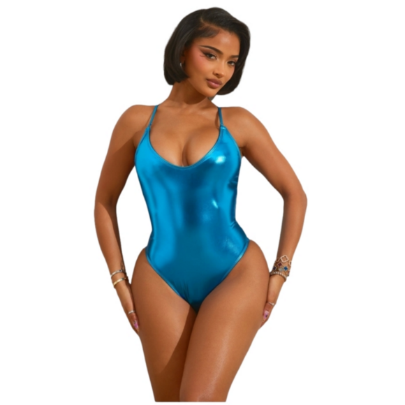 Fashion Nova Other - Blue Metallic One Piece Swimsuit 1XL